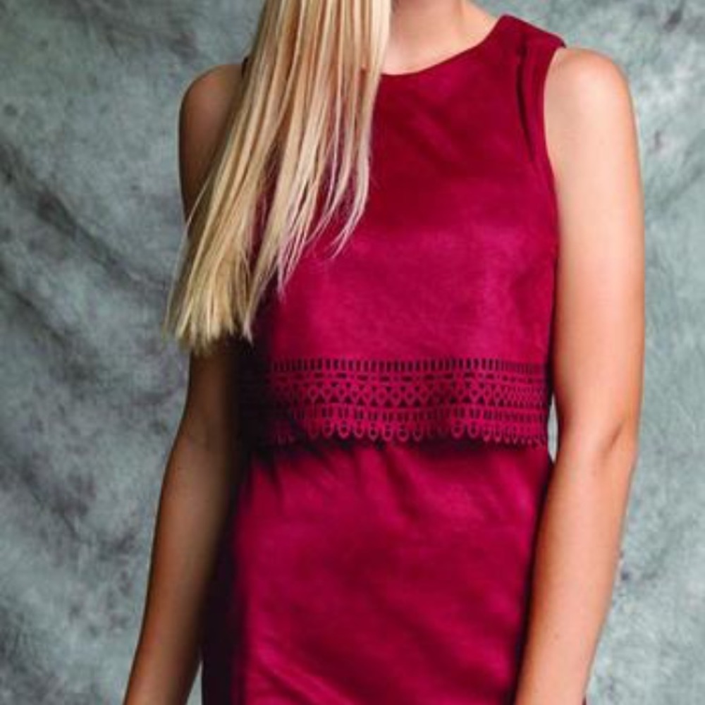Faux suede burgundy dress